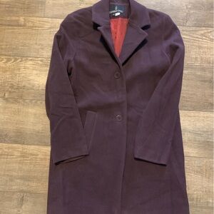 London Fog Women's Plum Wool-Blend Single-Breasted Coat